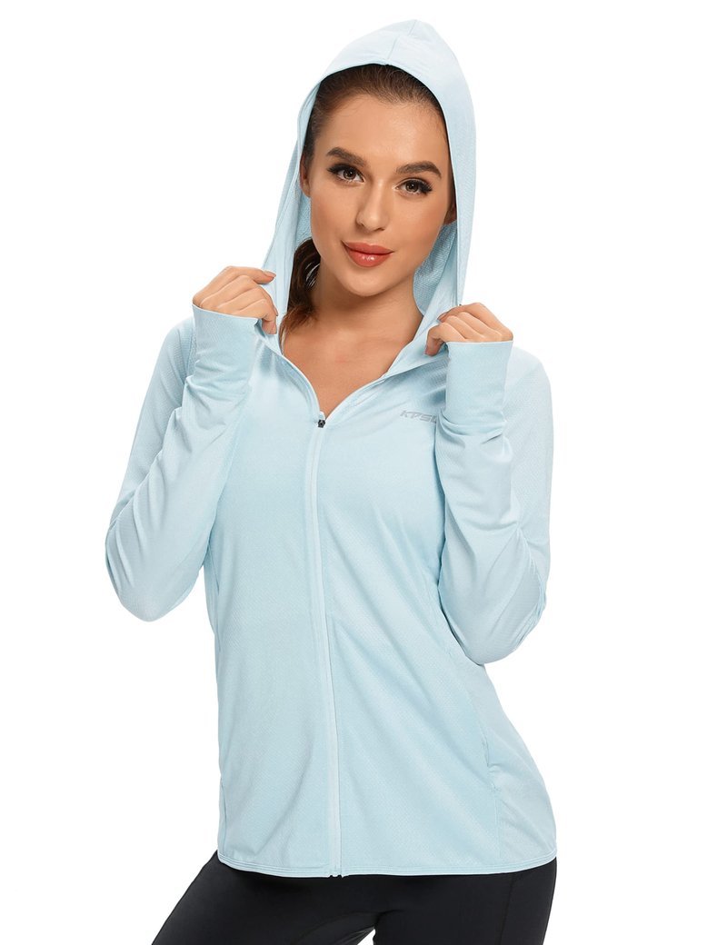 Women's UPF 50+ UV Sun Protection Clothing Zip Up Hoodie SPF Long Sleeve Sun Shirt Fishing Hiking Outdoor Jacket,Blue,M