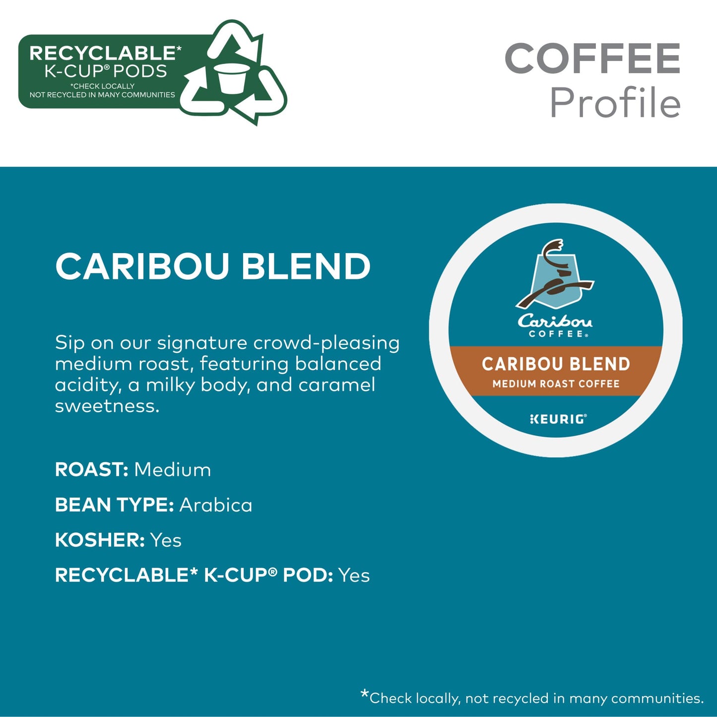 Caribou Coffee Caribou Blend, Keurig Single-Serve K-Cup Pods, Medium Roast Coffee, 32 Count(Pack of 1)