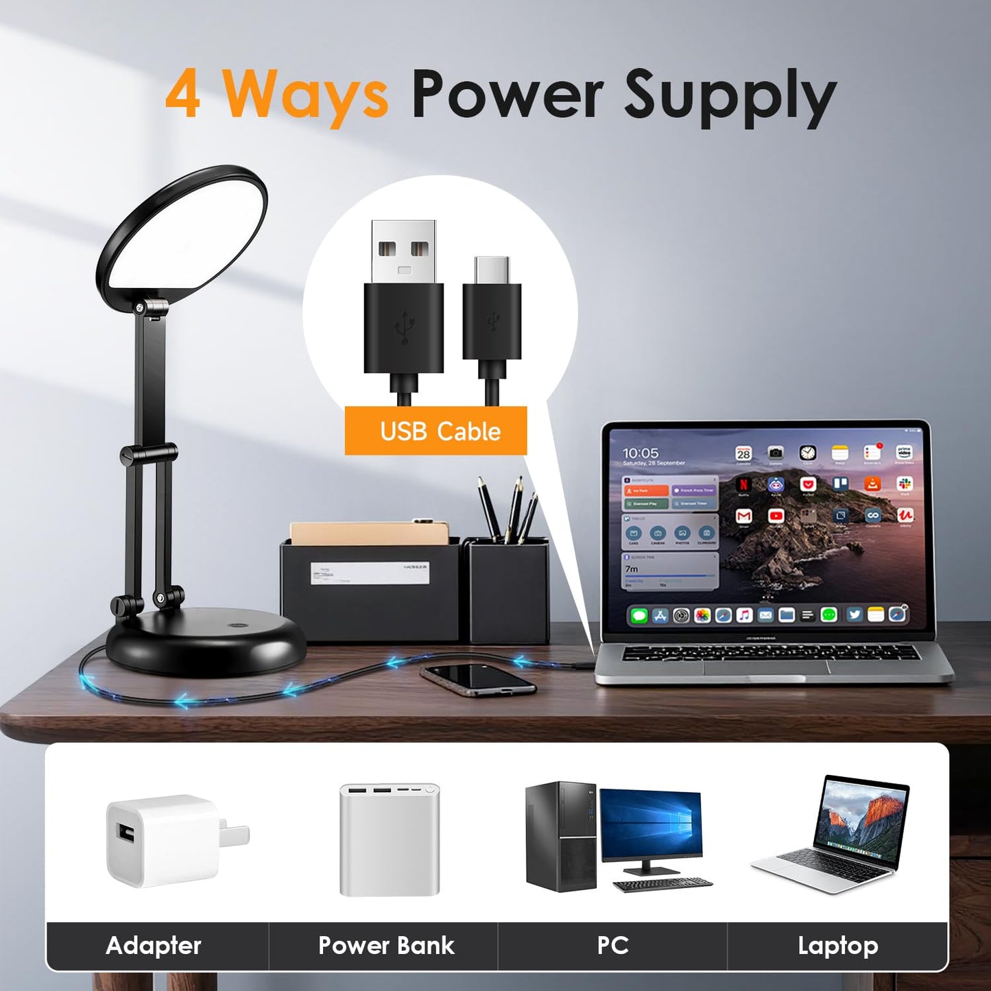 Rechargeable Lamp Desk Lamp,3600mAh Battery Lamp Desk Light,10 Brightness Rechargeable Table Lamp,Cordless Lamp Wireless Lamp,Battery Operated Lamp Rechargeable Light,Reading Lamp USB Light USB Lamp