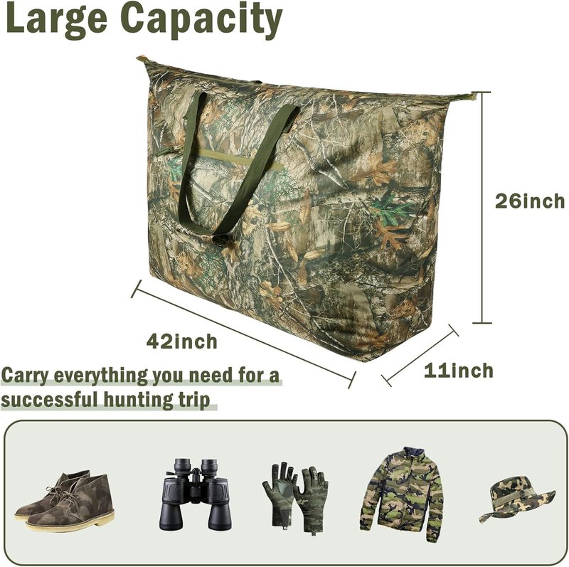 Camouflage Scent Control Bag - Extra Large 42 x 26 Inch Waterproof Smell Proof Storage for Hunting Gear
