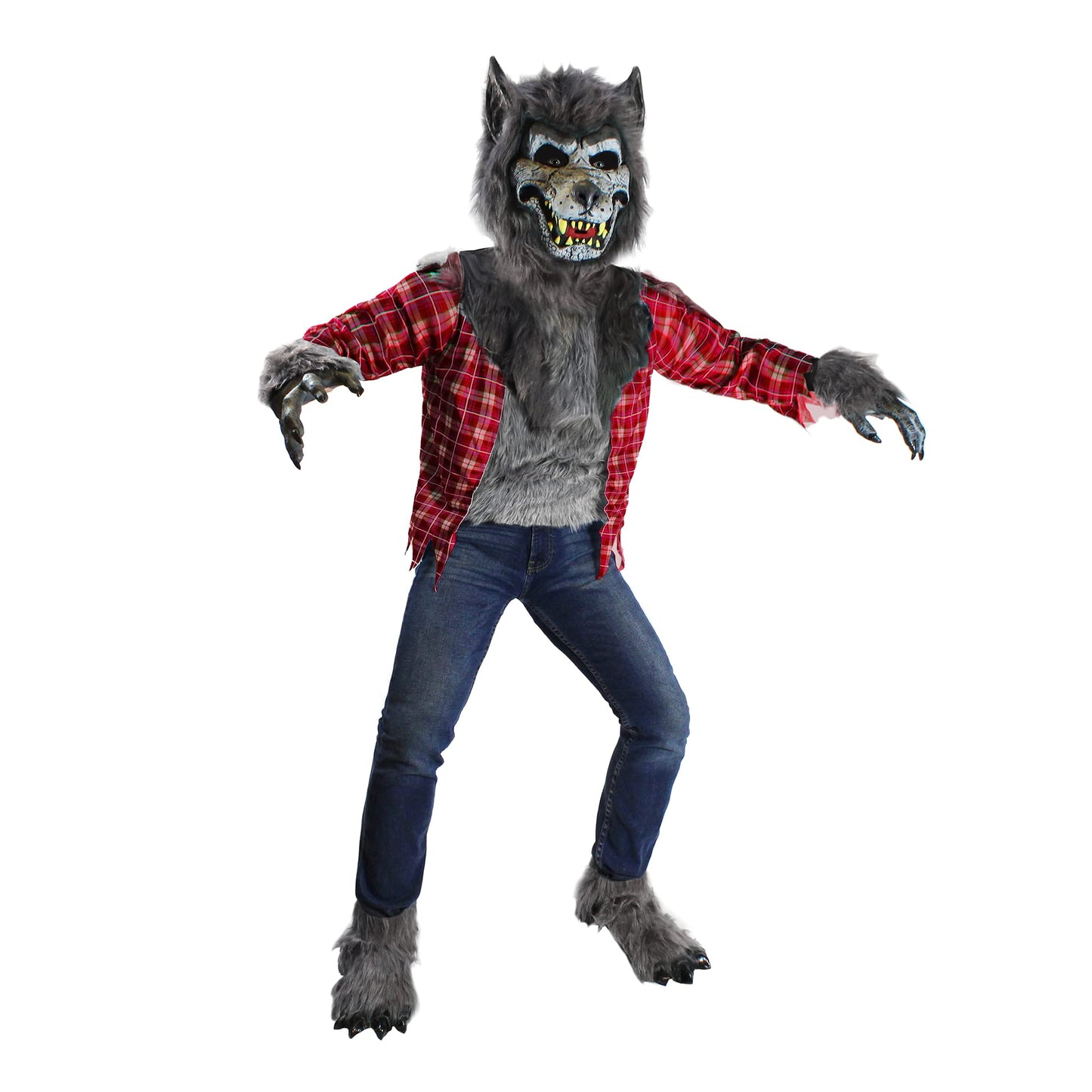 Spooktacular Creations Boy Howling Werewolf Costume with Mask, Halloween Costume for Kids, Wolf Outfit Kids-Red