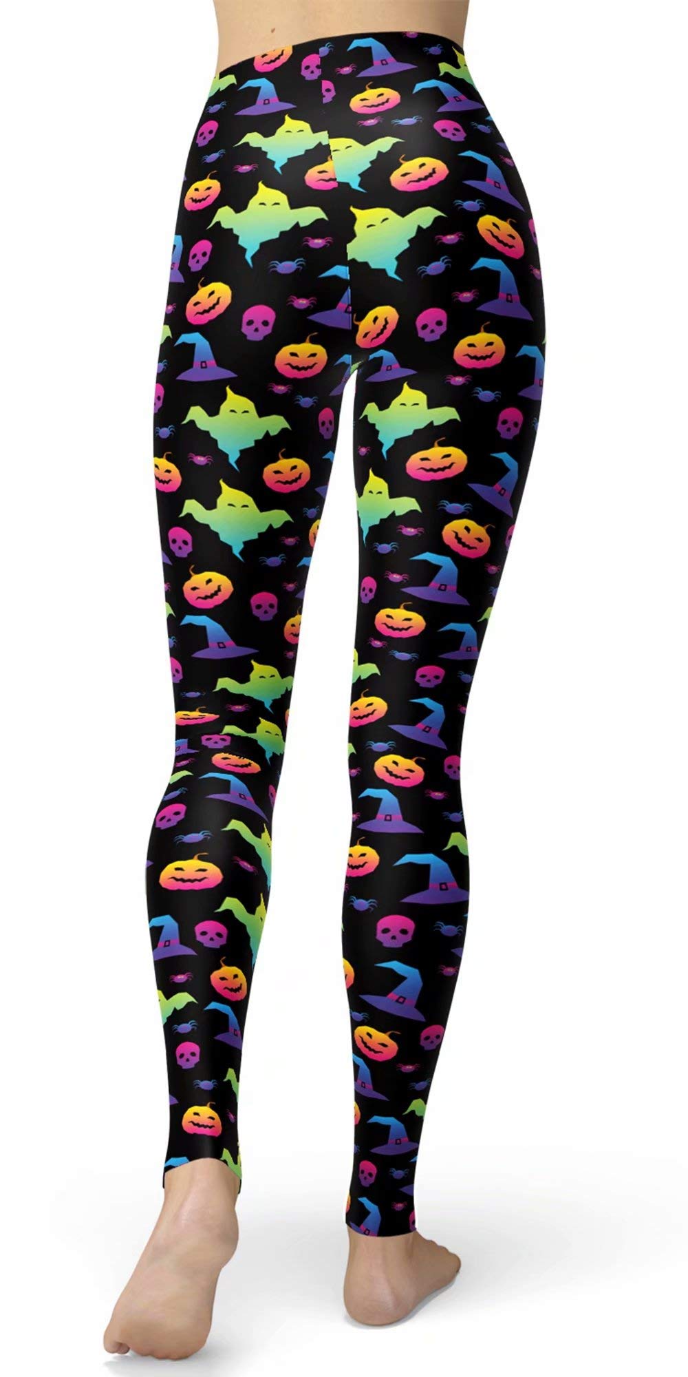 sissycos Women's 80s Leggings Artistic Splash Printed Buttery Soft Stretchy Pants (Small, Rainbow Halloween)