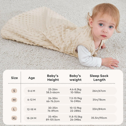 Unnivoll Baby Sleeping Bag 1.5 Tog with Plush Dots Sleep Bag 2 Pack Baby Sleep Sack Wearable Blanket for Newborn Infant 0-6 Months Coffee