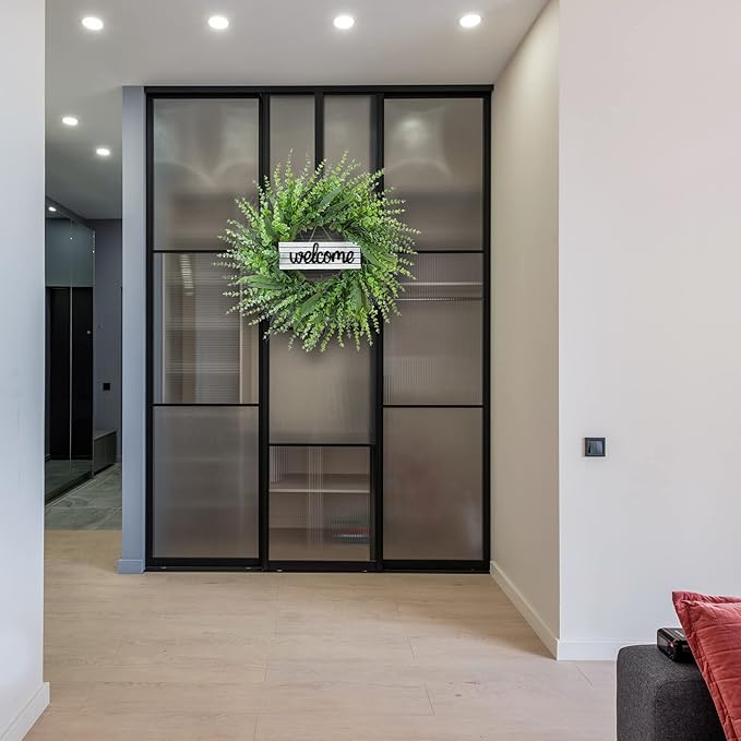 Boxwood Wreaths for Front Door, Green Artificial entryway Large Wreath, Sping Summer All Years Wall Door Home Farmhouse Decoration