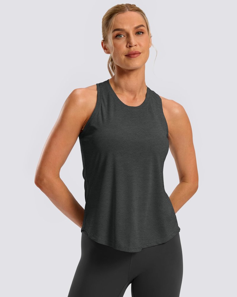 G Gradual Women's Workout Tank Tops Racerback Athletic Yoga Tops Loose Fit Sleeveless Running Gym Sports Shirts for WomenCharcoal,XL