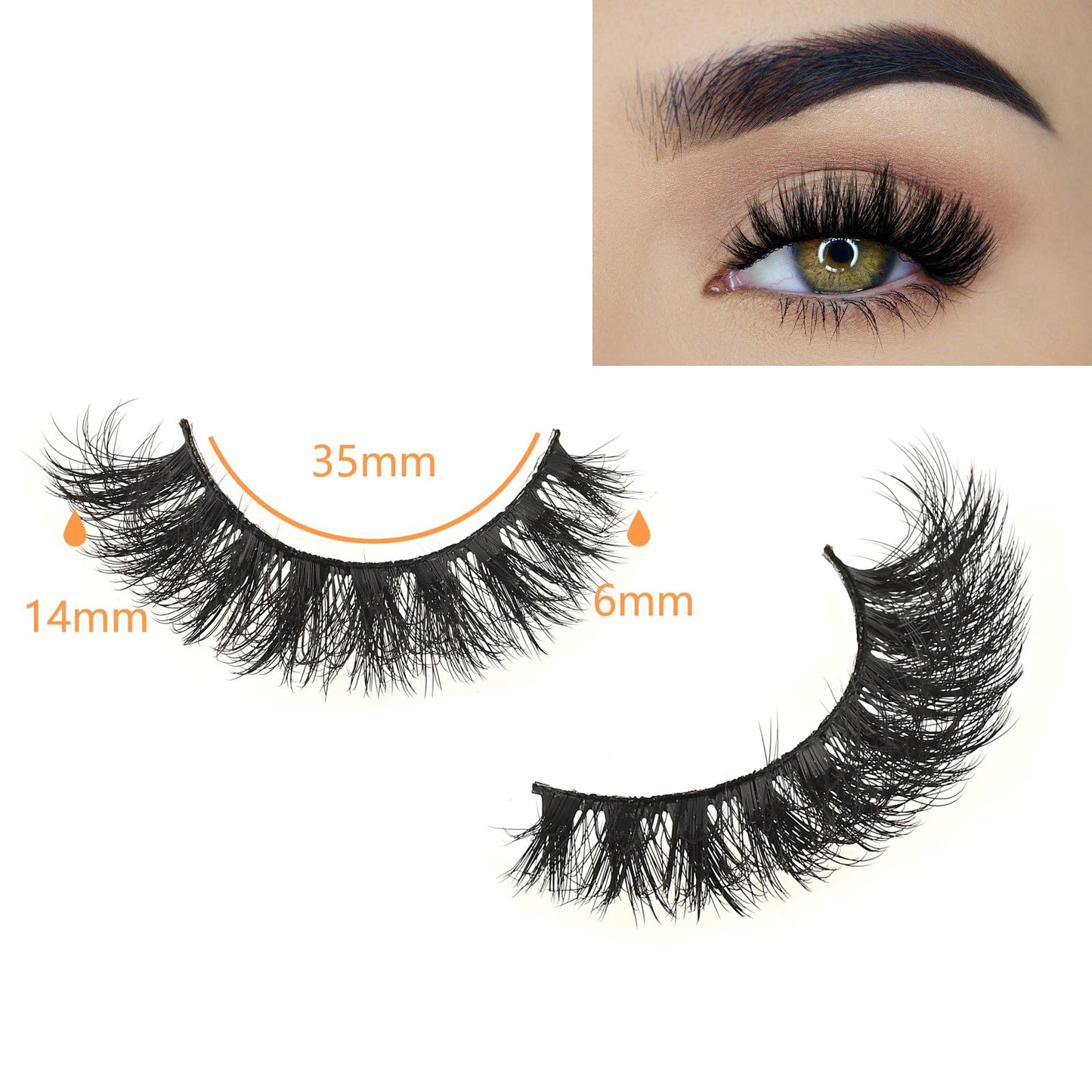 QUNETY False Eyelashes Short Lashes Full Mink Lash Strips 10 Pairs Fluffy Cat Eye Strip Eyelash Wispy Volume Lashes Pack Fake Cateye EyeLash Natural Look