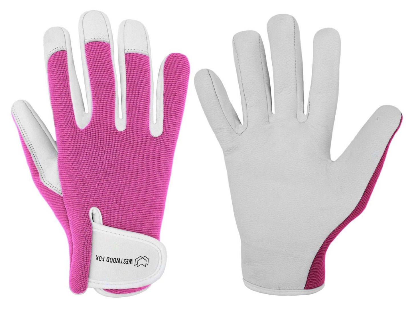 WESTWOOD FOX Ladies/Mens Leather Gardening Gloves Thorn Proof Rigger Garden work gloves, Safety Working Gloves, Premium Quality (Pink, M)