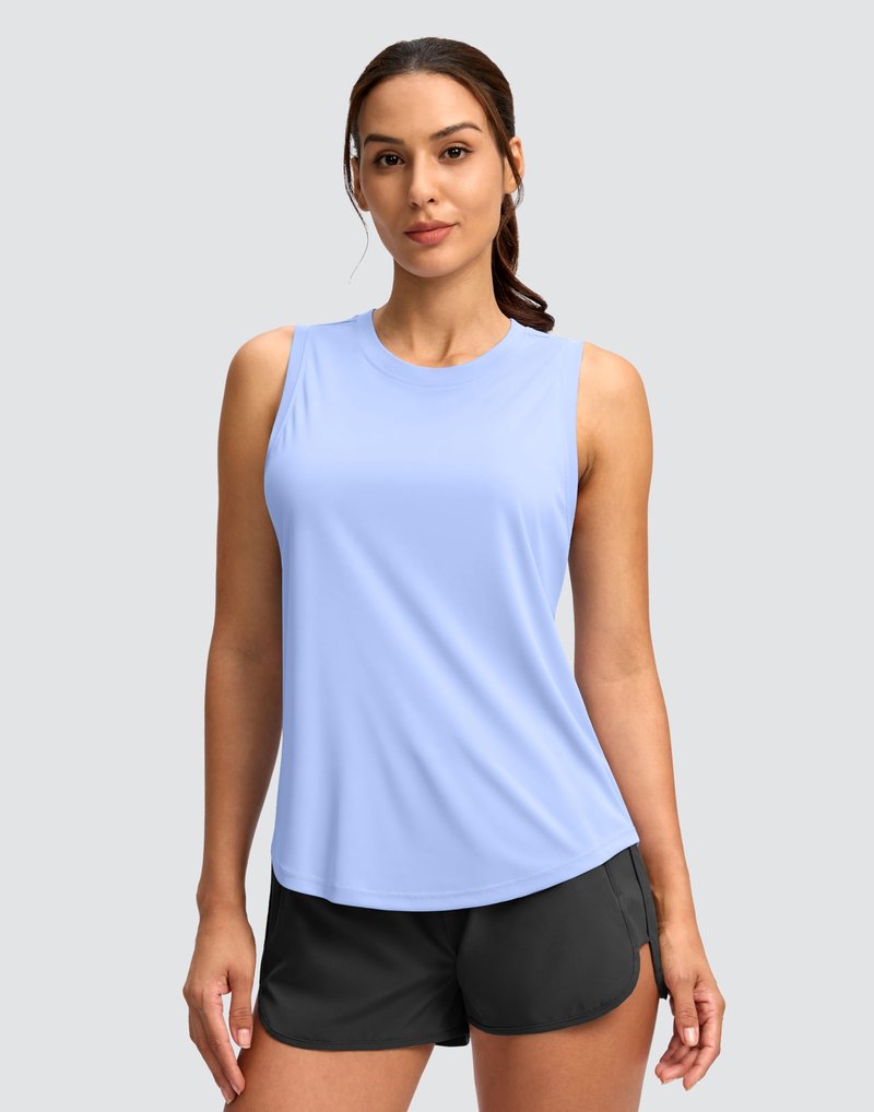 SANTINY Women's Sleeveless Workout Tops Lightweight Tennis Yoga Athletic Running Shirts Racerback Tank Tops for Women (Light Blue_L)