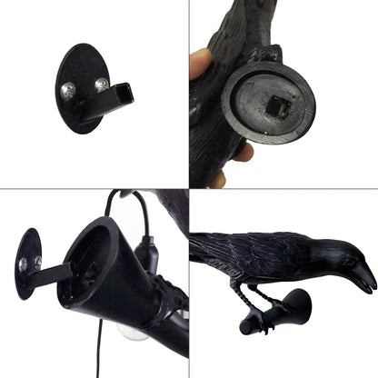 NorDiem Crow Wall Lamp, Unique Gothic Raven Birds Wall Sconce Light for Bedside Bedroom Living Room Farmhouse Decor (Left Black Wall Lamp)