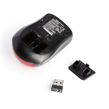 Amazon Basics 2.4 GHz Optical Wireless Mouse for Laptop and Computer, USB Nano Receiver, Red