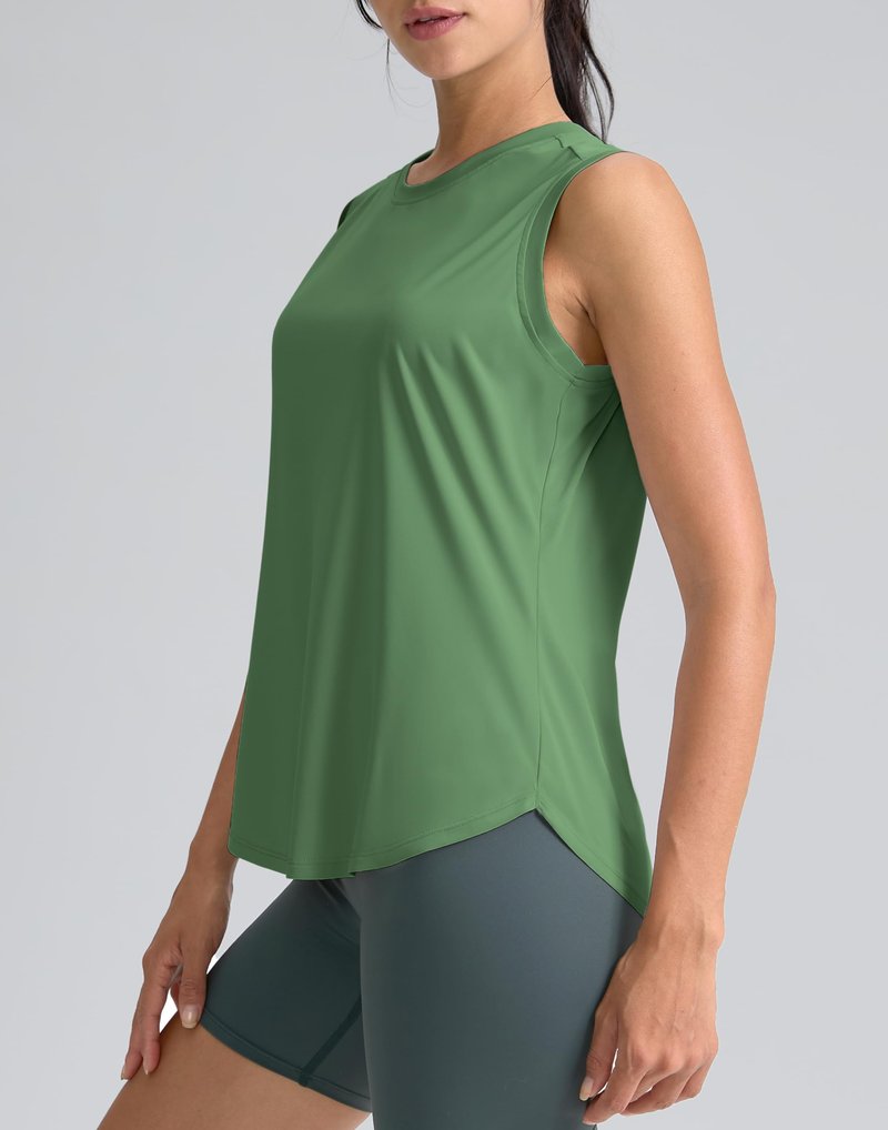 SANTINY Women's Sleeveless Workout Tops Breathable Lightweight Active Tennis Yoga Shirts Athletic Running Tank Tops for Women (Green_XXL)