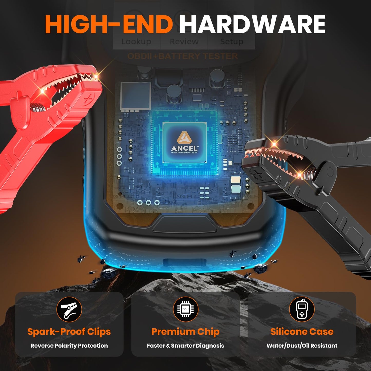 ANCEL AD410 PRO OBD2 Scanner and Battery Tester,2-in-1 Car Diagnostic Tool,Check Engine Light,EVAP Test,Live Data,6V/12V Battery Analyzer with Cranking & Charging System Test for Car Motorcycle