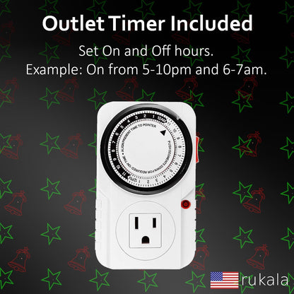 Christmas Projector Laser Lights Outdoor - Outlet Timer and Remote Included - 18 Patterns - Red and Green