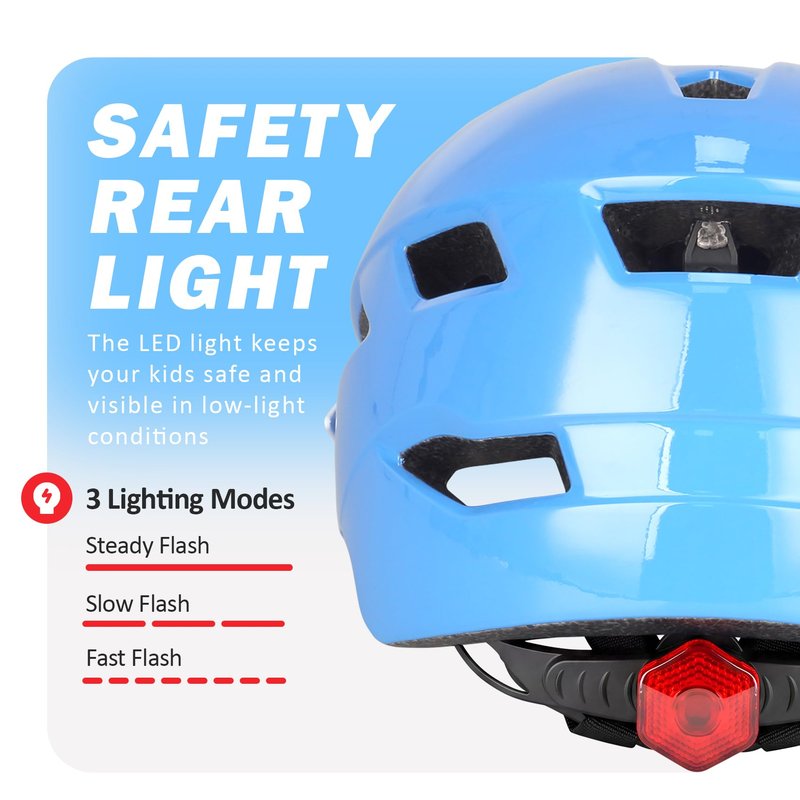 Kids Bike Helmet, Adjustable Toddler Youth Helmet with Detachable Visor & LED Light for 3-5/5-8/8-12 Years Boys Girls, Multi-Sport Helmet for Bicycle Cycling Scooter Skating