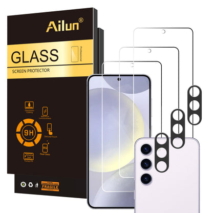 Ailun Screen Protector for Galaxy S22+/S22 Plus 5G 6.6 Inch Display 3Pack + 3Pack Camera Lens Tempered Glass Fingerprint Unlock 0.25mm Clear Anti-Scratch Case Friendly [Not For S22 Ultra]