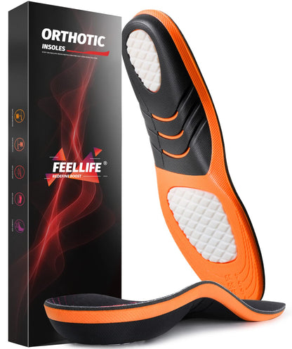 FEELLIFE Plantar Fasciitis Relief Shoe Insoles [1-Pair], Arch Support Insoles, Running Athletic Gel Shoe Inserts, Orthotic Inserts for Arch Pain [Trim to Fit: Men 8-12/Women 9-13]