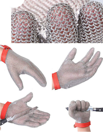 ThreeH Steel Mesh Gloves 304L Chainmail Cutting Gloves for Kitchen,Oyster Shucking,Meat Cutting and Wood Carving GL08 L(One Piece)