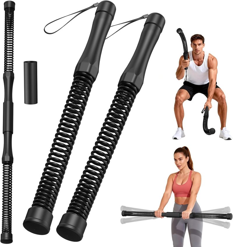 2-in-1 Cordless Battle Ropes - Ropeless Portable Home Gym Equipment for Men & Women | Black
