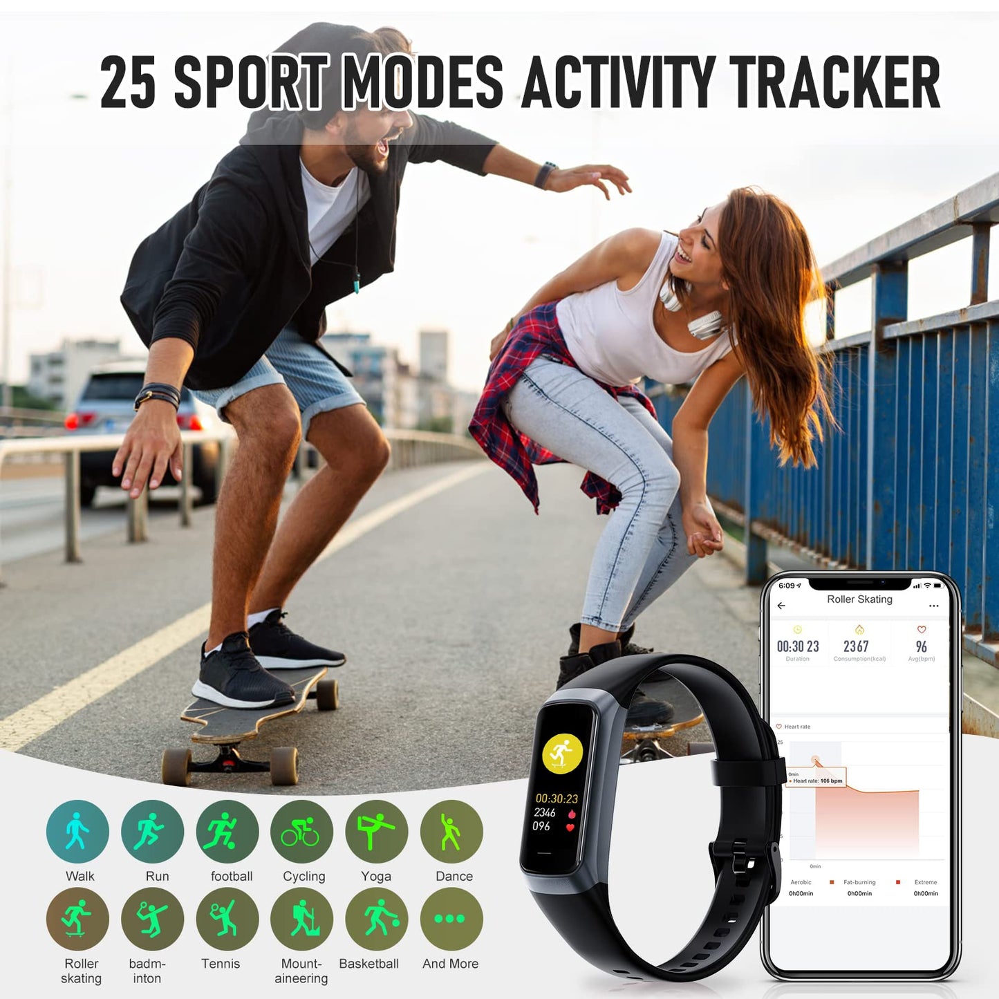 Bakoor Fitness Tracker, Blood Pressure Watch with 24/7 Heart Rate, 1.10" Step Counter Pedometer Calories Sleep Trackers, Activity Fitness Watch for Women Men
