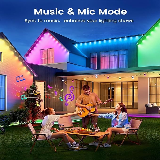 200FT Permanent Outdoor RGB Lights,IP67 Waterproof Smart LED Eaves Lights with App/Remote Control,for Christmas and All Holiday Decor,Daily and Accent Lighting,House Roof and Garden Lighting