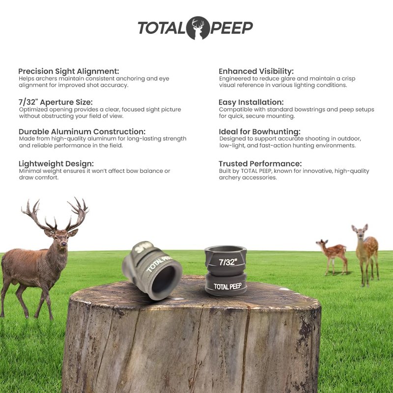 TOTAL PEEP Sight PRO for Bowhunting Aluminum (7/32"), Matt Black