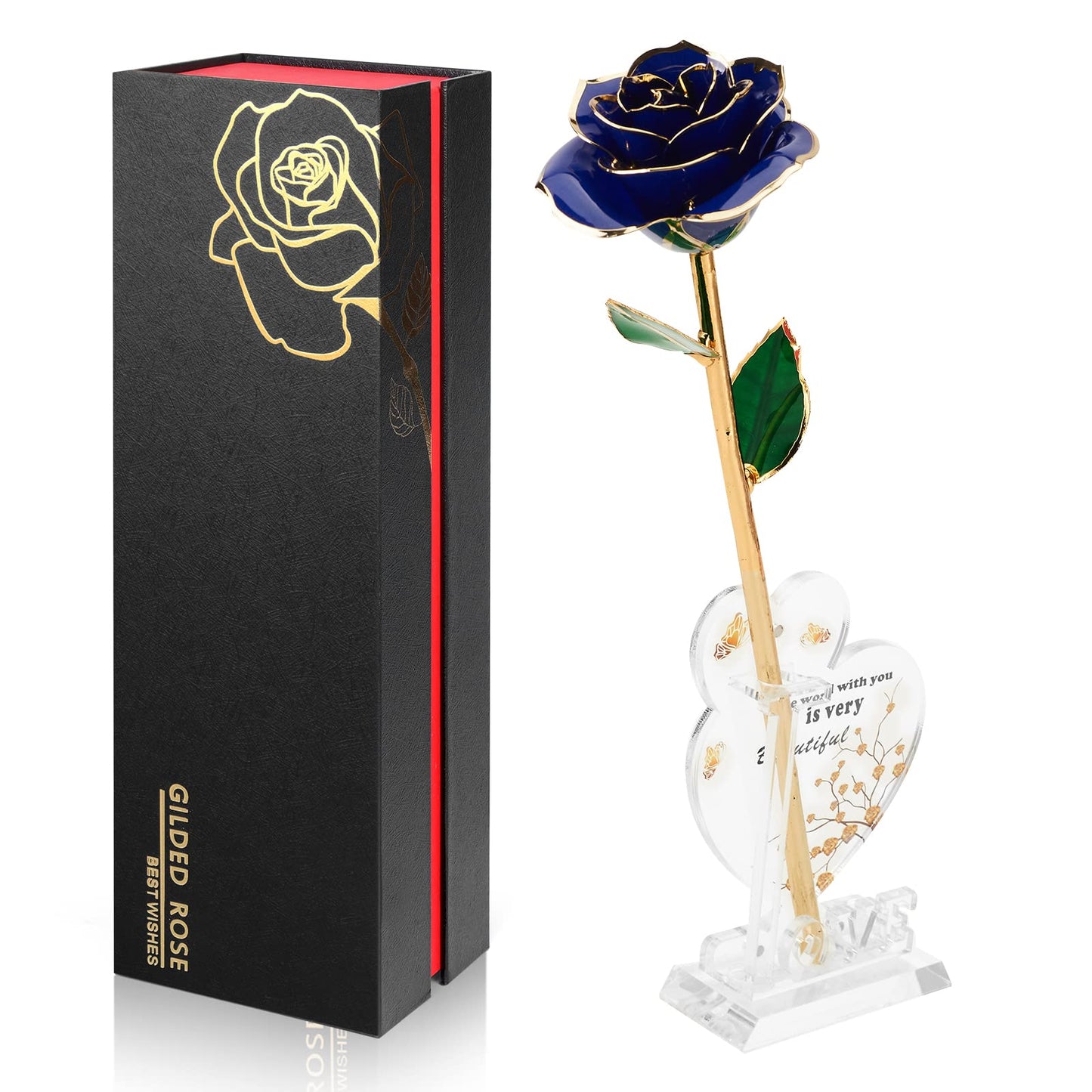 Gold Dipped Rose Real 24K Gold Rose, Genuine One of a Kind Rose Hand Dipped in 24K Golden Roses Romantic Gifts for Women in Her Birthday Anniversary Valentines Day Mothers Day
