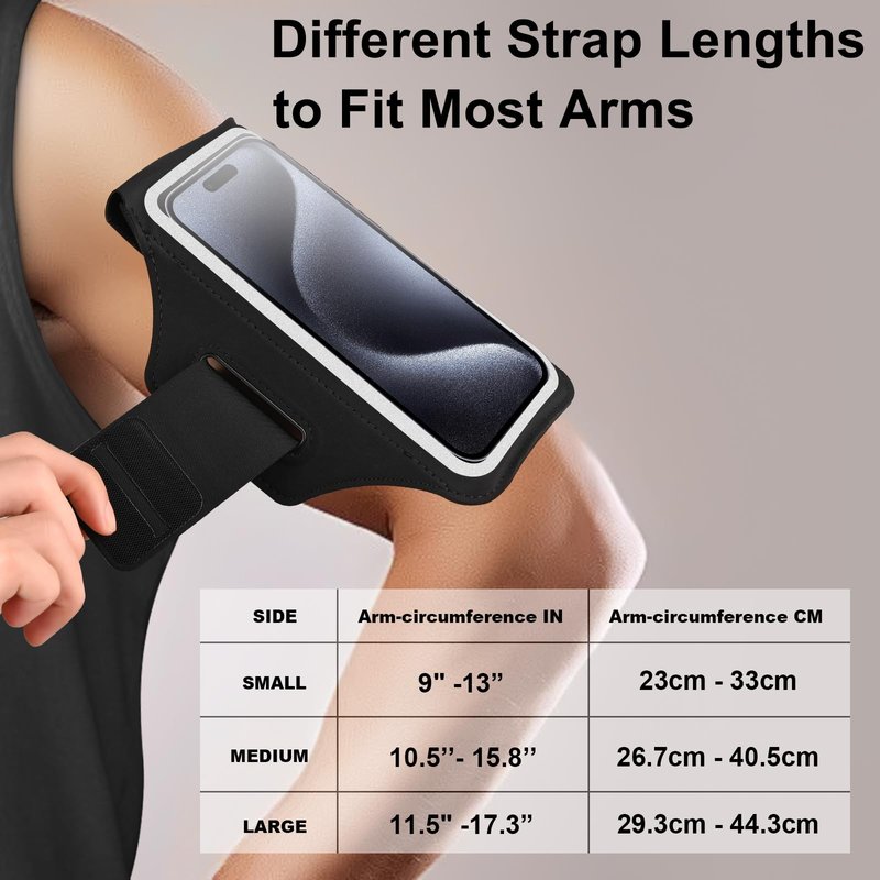 Running Armband with Earphone Bag Cell Phone Armband for iPhone 17 16 15 Pro 14 Plus 13 11 XR, Galaxy S24/S10 Water Resistant Sports Phone Holder Case & Zipper Slot Car Key Holder for 6.7 inch Phone