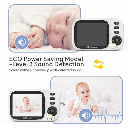 Babystar Baby Monitor with Camera and Night Vision,3.2inch Screen Wireless Video Baby Monitor with Rechargeable Battery, VOX Mode, Temperature Monitoring,Two-Way Audio,Soothing Sounds & Lullabies