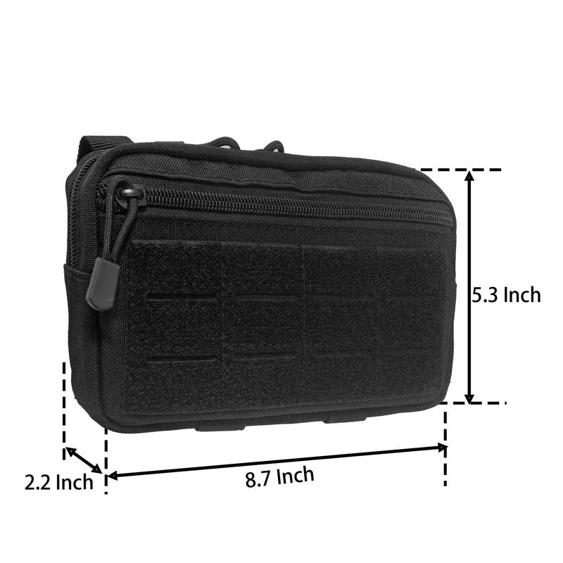 Tactical MOLLE Admin Pouch, Horizontal Modular EDC Utility Tool Pouch, Tactical Pouch with US Flag Patch and Keychain