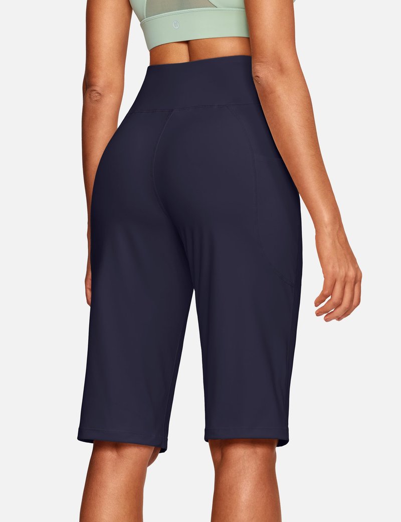 ISEEGZ 15"/ 18"/ 21"/ 25" Capri Pants for Women High Waist with Pockets Women's Capris Workout Yoga Pants Loose Straight Leg