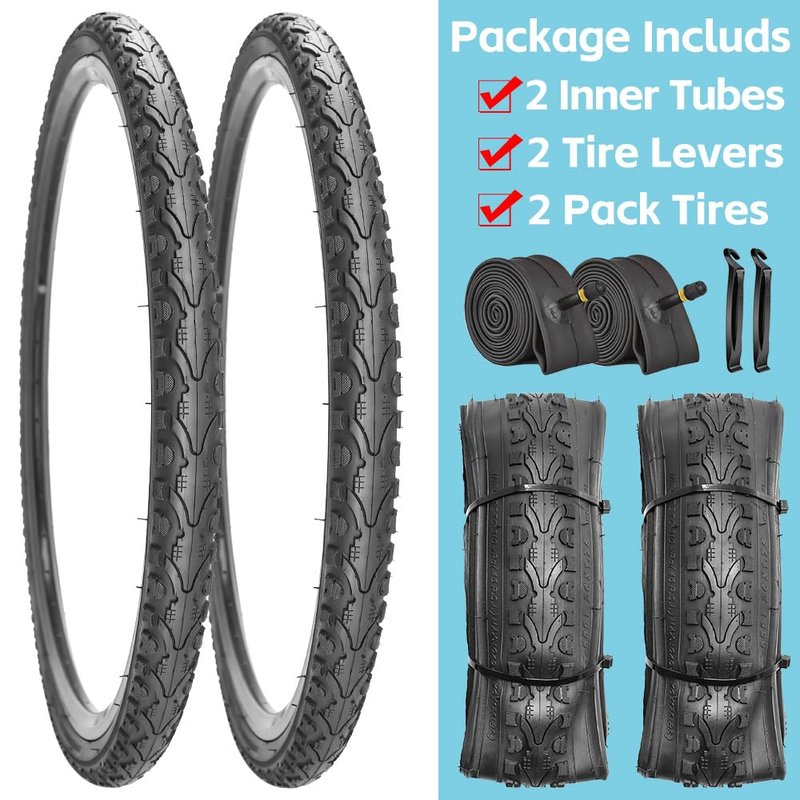 SIMEIQI Pair of 26"x1.75" Bike Tires with or Without Inner Tubes of 26“x1.75”/2.125“ Replacement Tire for Hybrid City Road Commuter Bicycles Urban