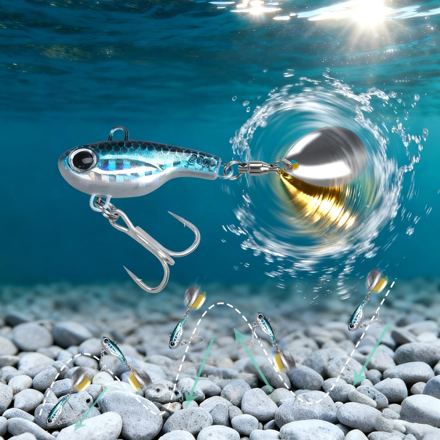 Spinner Baits for Bass Fishing, 20g Multi-Color Options with 3D Eyes & Rotating Blades Fishing Spinners, Freshwater Saltwater Bass Fishing Lures for Trout Walleye Crappie Pike