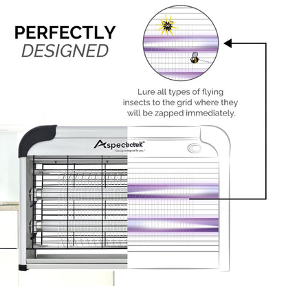 ASPECTEK Insect Killer, Bug Zapper,Powerful 20W Electronic Indoor Fly Zapper, Mosquito Killer-Indoor Use Including Free 2 Pack Replacement Bulbs