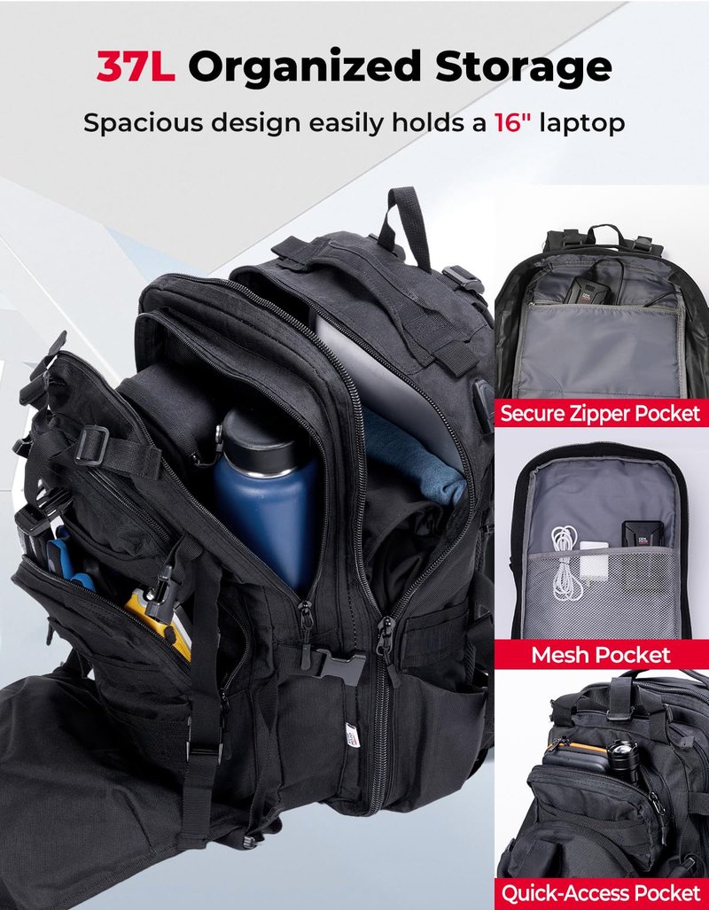KEMIMOTO Motorcycle Helmet Backpack, 37L Large Capacity Helmet Bag with USB Charging Port, Riding Commuting Backpack for Men