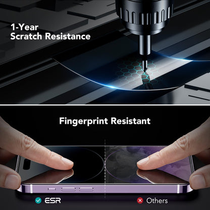 ESR 3 Pack for iPhone 15 Pro Max Screen Protector, [9H Hardness] [Military Grade Shatterproof] Full Coverage Tempered Glass Film with Easy Installation Tool, HD Clear, Scratch Resistant