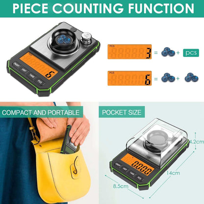 ORIA Mini Precision Scale, 50g 0.001g Digital Pocket Scale with 50g Calibration Weight and Electrostatic Tweezers, Kitchen Scale with Tare & LCD Backlit Display (Battery Included)