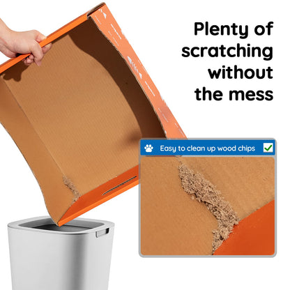 Cardboard Cat Scratcher Box with Extra-Large Double-Sided Sturdy Cat Scratching Board and Refillable Cat Scratch Pad, Hide, Scratch and Sleep, Easy to Clean and Assemble- EGPETS Cat Scratch Box Orange