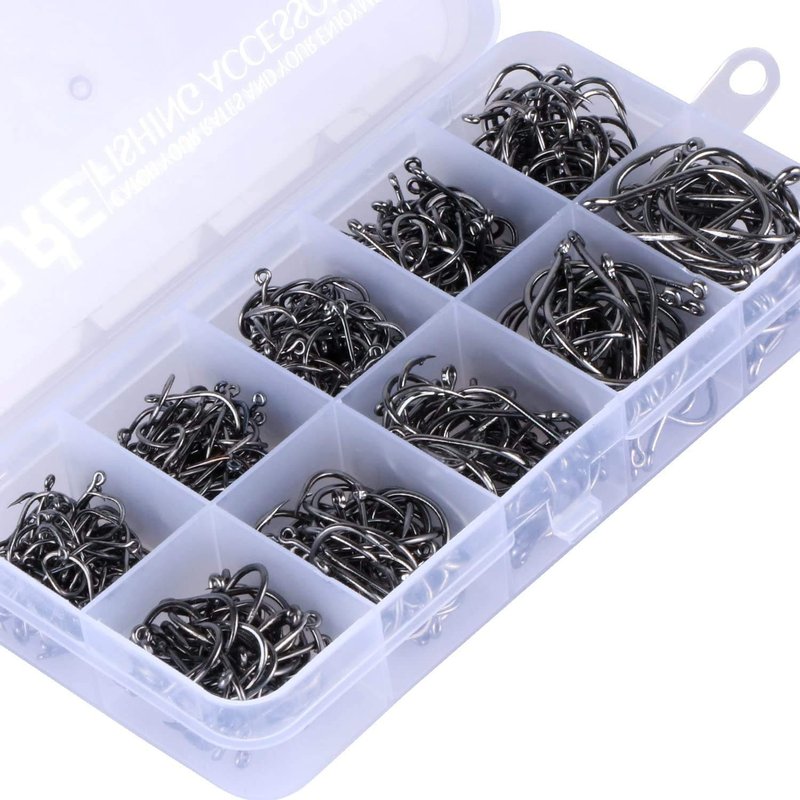 Goture Jig Hooks Set Kit with Fishing Tackle Box Fish Head Hooks (Fish Hook 500pcs（#6-#15）)