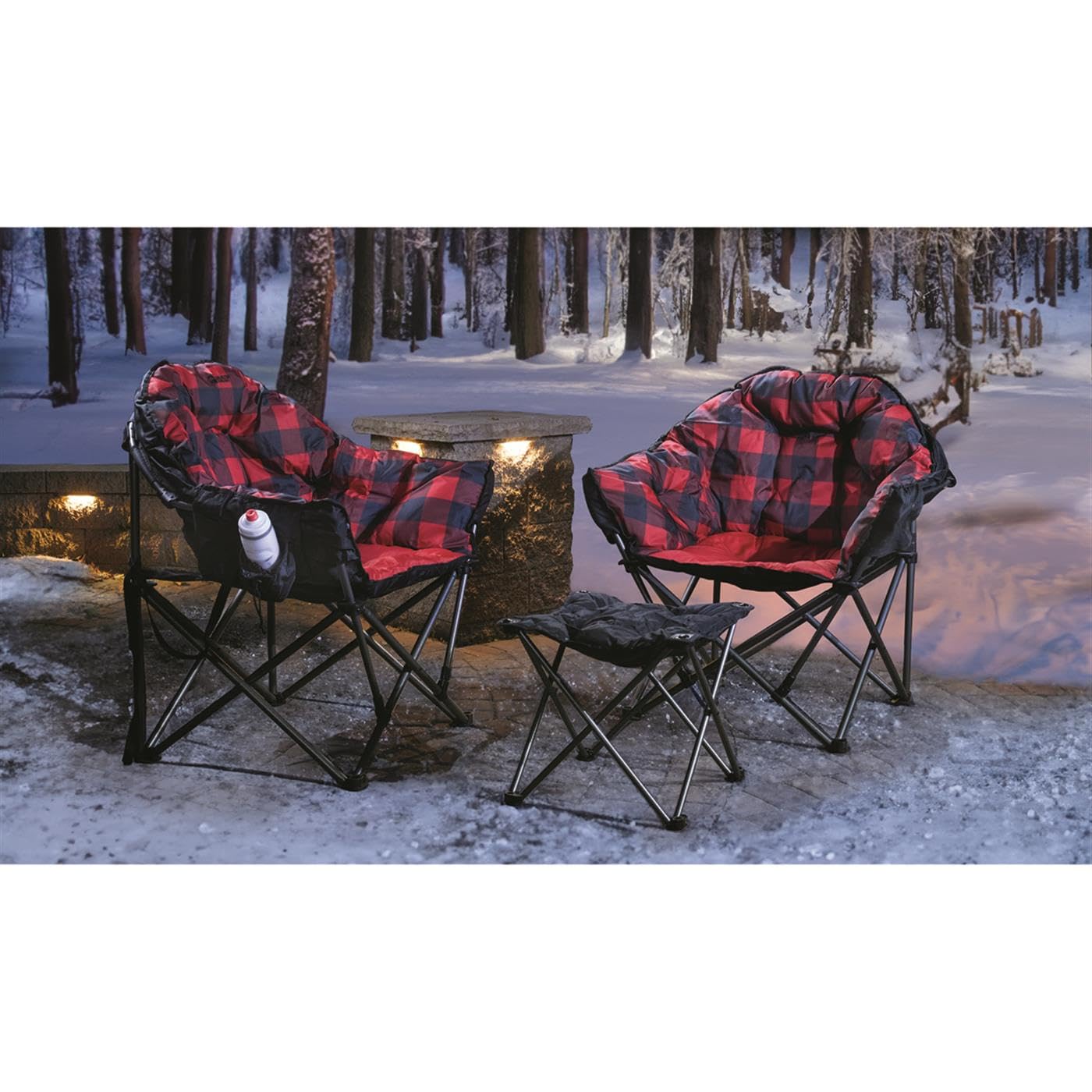Guide Gear Club Camping Chair, Oversized, Portable, Folding with Padded Seats, 500-lb. Capacity Red Plaid