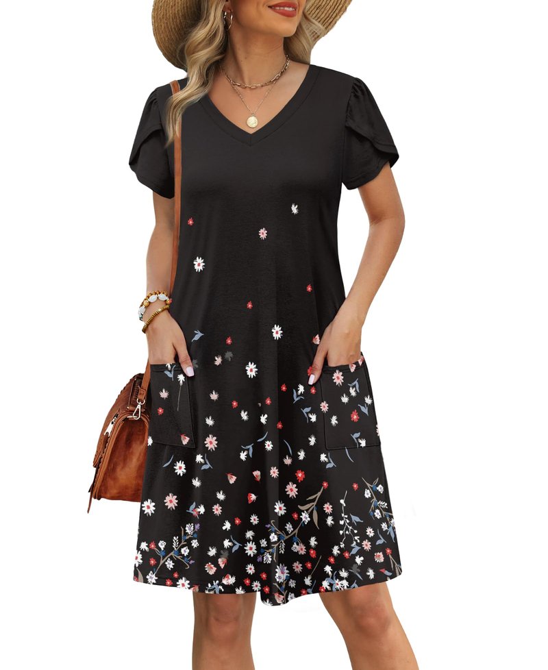 OFEEFAN Womens Summer Fall Dresses 2026 Tshirt Loose Homecoming Sundresses Beach Vacation Clothes Boho Outfits Print 07 XL