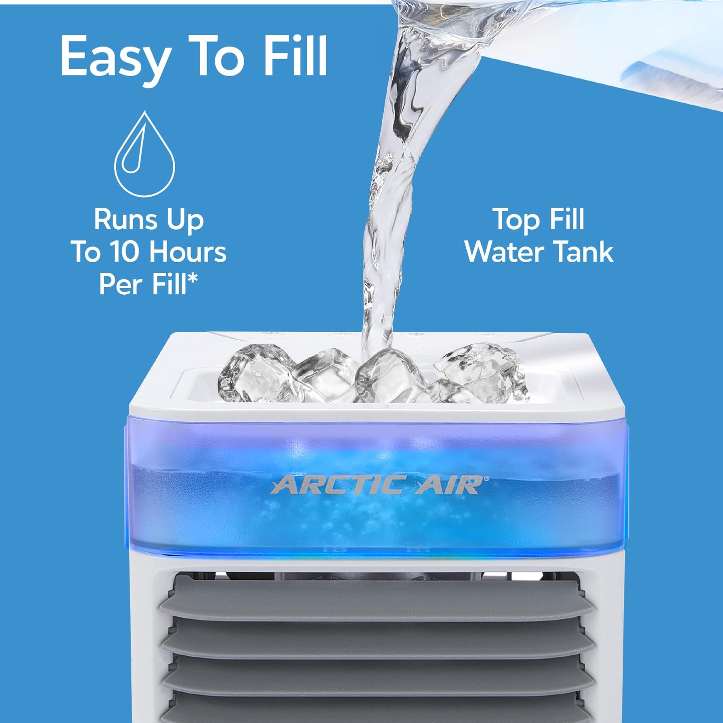 Arctic Air Pure Chill 2.0 Evaporative Air Cooler by Ontel - Powerful, Quiet, Lightweight and Portable Space Cooler with Hydro-Chill Technology For Bedroom, Office, Living Room & More,Blue