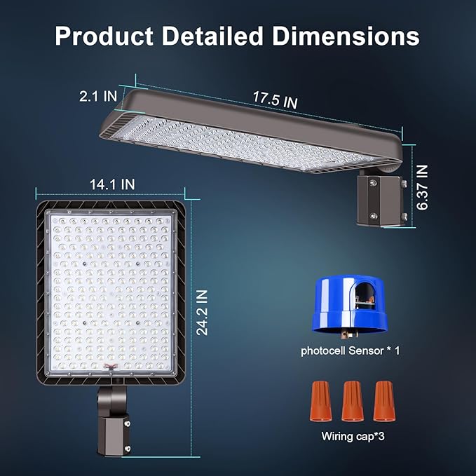 480W LED Parking Lot Light 72000LM Dusk to Dawn Outdoor LED Flood Stadium Light Commercial 100V-277V 5000K IP65 Waterproof Large Building Shoebox Pole Slip Mont Lighting for Yard Barn 2 Pack