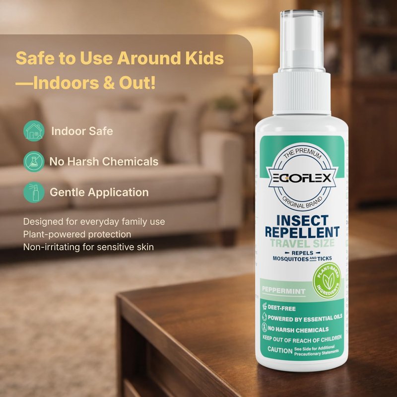 3-Pack Mosquito Repellent Spray - DEET-Free Bug Spray Travel Size TSA Approved - Mosquito, Tick & Insect Killer Deterrent with Natural Essential Oils - Peppermint Scent - Safe for Family - 3 Fl Oz