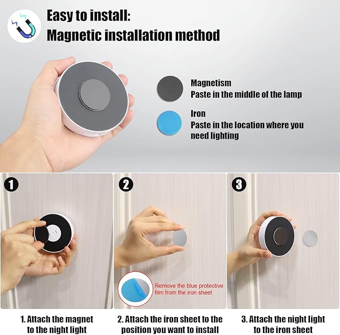 6 Pack Motion Sensor Light Indoor [Upgraded 14 LEDs], USB Rechargeable Night Light, Long Last Battery & 3 Light Modes, Wireless Magnetic Nightlight for Closet, Stairs, Hallway - Cold White