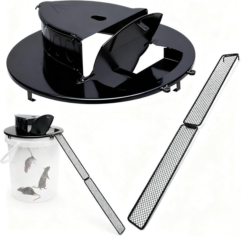 Bucket Lid Mouse Trap - Durable Metal 5 Gallon Design | Humane & Lethal Options, Auto Reset for Indoor/Outdoor Use