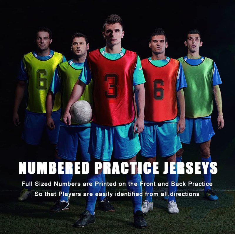 Soccer Practice Vests - 24 Pcs Lightweight Numbered Team Pennies for Men & Youth Training | Durable Scrimmage Jerseys