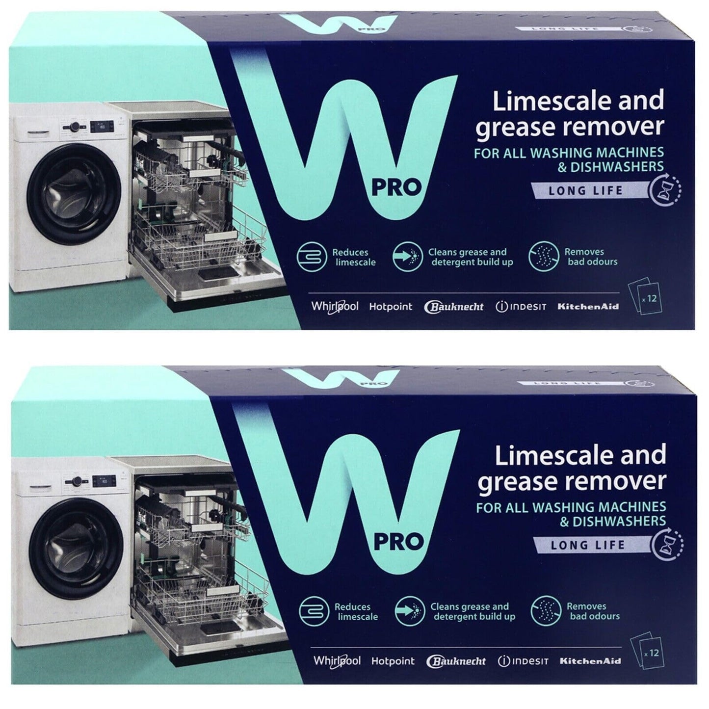 Hotpoint Washing Machine 3in1 Limescale Descaler & Detergent Remover 24 x 50g Sachets (2 Pack)