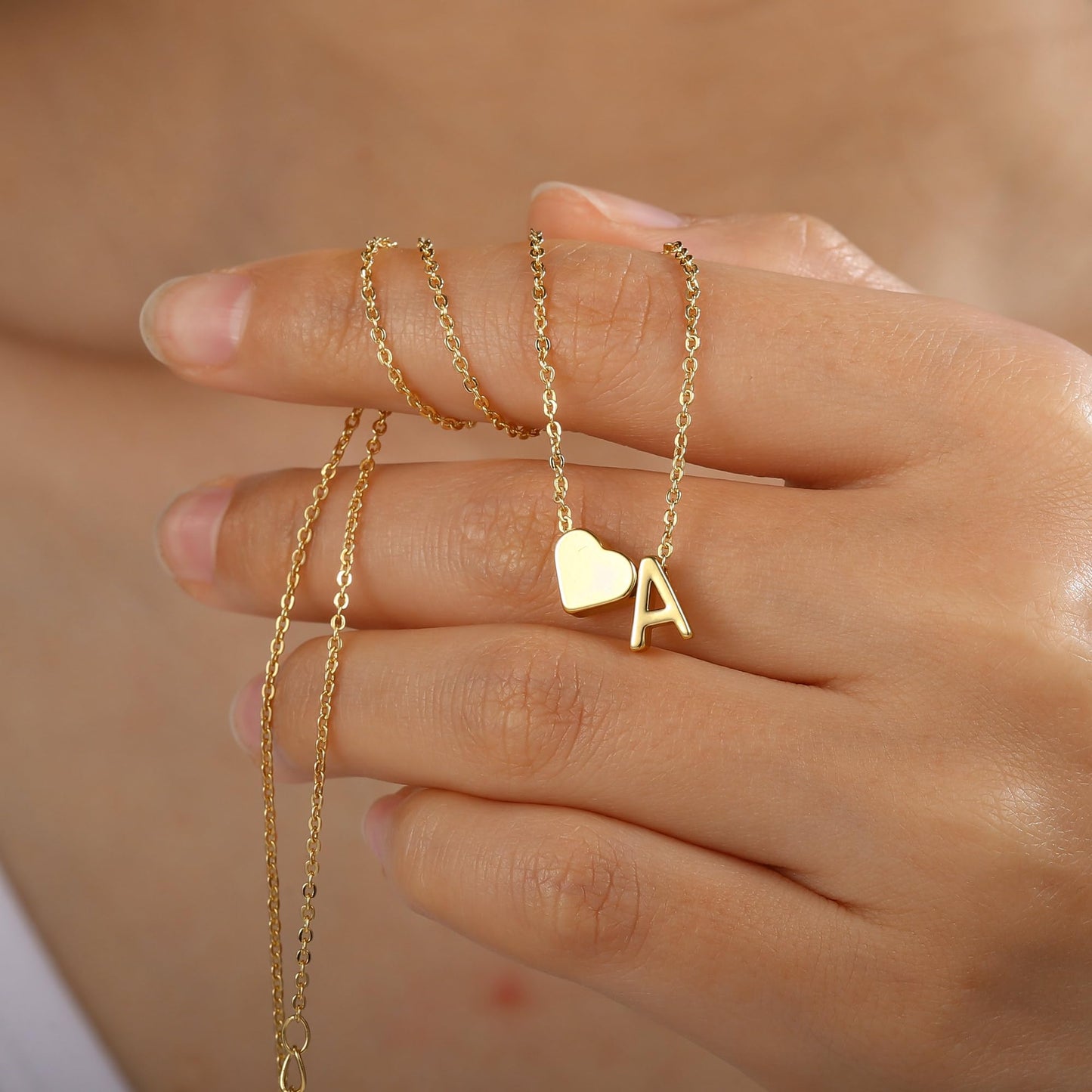 Turandoss Initial Necklaces for Women Trendy, 18K-Gold-Plated Tiny Heart Initial J Necklace Dainty Heart Necklaces Tiny Personalized Monogram Name Necklace for Women Jewelry
