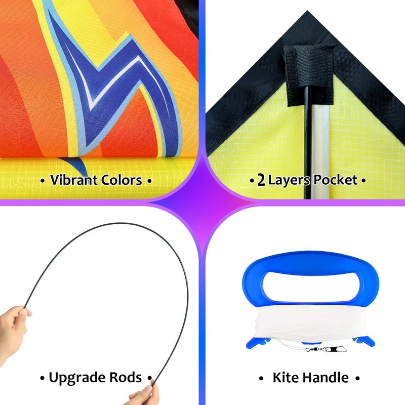 HONBO Airplane Jet Kite for Kids & Adults Perfect Kites for Kids Ages 4-8, Easy to Fly Giant Kites for Beach and Outdoor Activity, Kite Handle and String Included, Beginner Kite