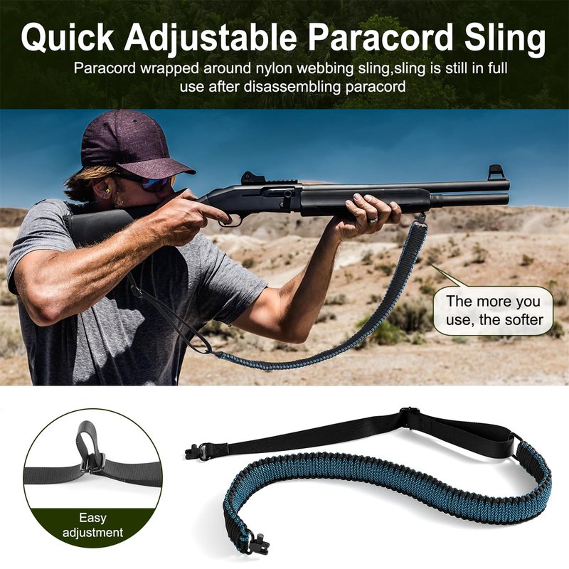 DDOUT 2 Point Rifle Sling, 550 Paracord Gun Sling for Rifle with Tri-Lock Swivels and Quick Adjustable Length Strap for Shooting, Hunting and Range